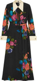 Black Floral Print Midi Dress
