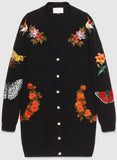 Black Oversized Embroidered Cardigan Sweater - DESIGNER INSPIRED FASHIONS