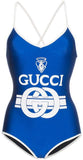 Interlocking Logo-Print Swimsuit, Blue