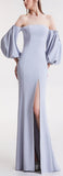 Off-the-Shoulder Illusion Puffed-Sleeve Gown