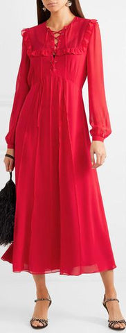 Ruffled Georgette Midi Dress