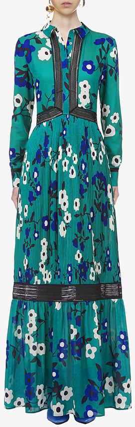 Printed Ebony Full-Length Shirt-Dress