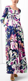 Long Floral Print Silk Dress