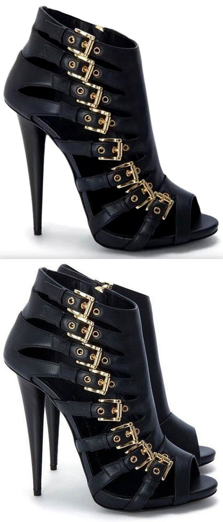 Black Peep-Toe Alien Booties