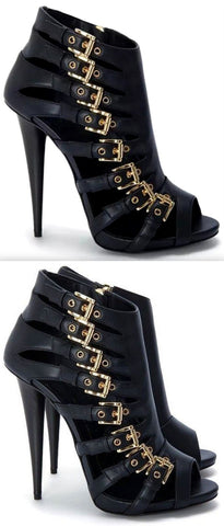 Black Peep-Toe Alien Booties