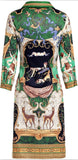 Printed 3/4-Sleeve Mini Shirt-Dress