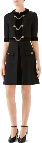Jersey Tiger-Head Button Dress