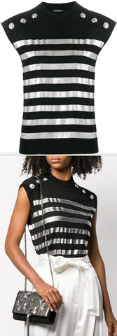 Stripe Knitted Top, Black