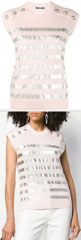 Stripe Knitted Top, Pink