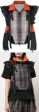 Buckled Paneled Checked Shirt, Blue/Orange | DESIGNER INSPIRED FASHIONS