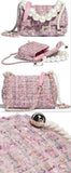 Tweed and Imitation Pearl Flap Bag