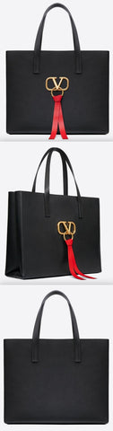 Large Vring Shopping Tote, Black