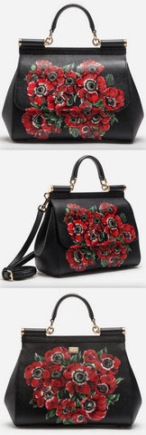 Sicily Floral Bag in Printed Dauphine Leather