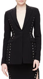 'Merrie' Lace-up Black Blazer - DESIGNER INSPIRED FASHIONS