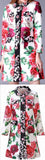 Rose-Embellished Printed Coat