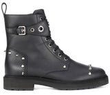 Black Leather Studded Ankle Boots