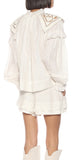 'Geoffrey' Linen Peasant Top, White | DESIGNER INSPIRED FASHIONS
