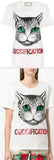 'Mystic Cat' Fication Printed Embellished Cotton T-Shirt