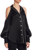 Satin Cold-Shoulder Blouse
