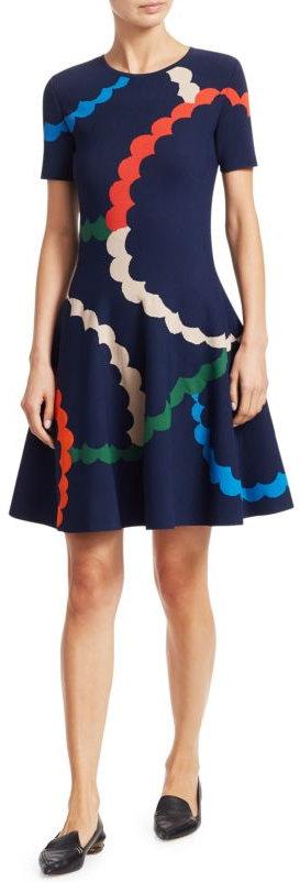 Scallop Print Knit Dress