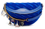 Small Velvet Jacquard Logo Belt Bag - Blue or Black