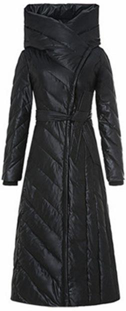 Long Paneled Puffer Down Coat