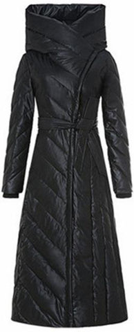 Long Paneled Puffer Down Coat