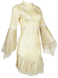 Gold Glittered Flared Mini Skater Dress
