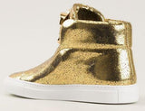 Medusa-Head Laceless Hi-Top Leather Sneakers in Gold - DESIGNER INSPIRED FASHIONS