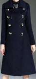 Double-Breasted Mirror-Button Wool Coat