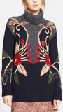 'Rianna' Embroidered Oversize Turtleneck Sweater - DESIGNER INSPIRED FASHIONS