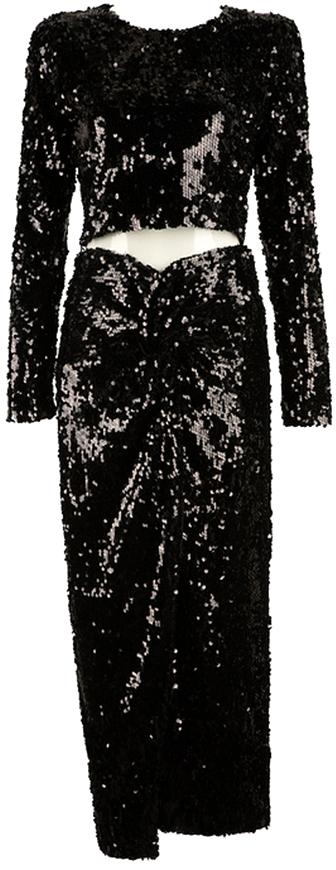 Black Sequin-Embellished Top & Skirt Set