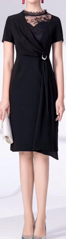Draped Lace-Detail Dress | DESIGNER INSPIRED FASHIONS
