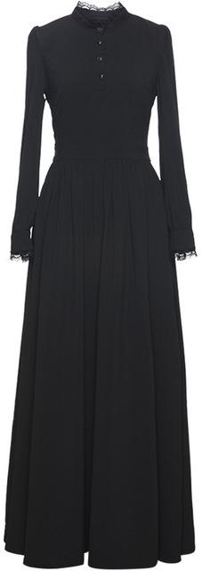 Long Black Lace-Trim Gown