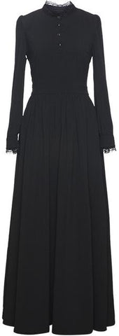 Long Black Lace-Trim Gown