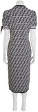 Logo Print Knit Dress, Black and White