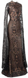 Long-Sleeve Glitter Lace Gown - Black or White