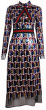 Embellished Web-Trim Midi Dress