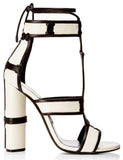 Patchwork Leather Cage Sandals in Black or White - DESIGNER INSPIRED FASHIONS