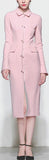 Pearl-Embellished Pink Midi Coat-Dress
