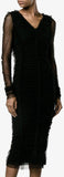 Black Ruched Tulle Fitted Midi Dress | DESIGNER INSPIRED FASHIONS