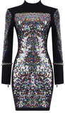 Sequin-Embellished Studded Mini Dress