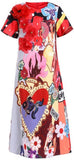 Embellished Short-Sleeve Printed Dress