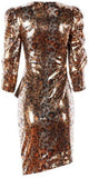 Asymmetrical Sequin-Embellished Leopard Mini Dress