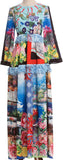 Multi Mixed Print Fringed Maxi Dress