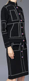 Black Printed Knit Cardigan Sweater & Skirt Set