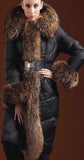 Belted Fur-Trim Puffer Coat