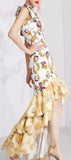 Printed Gown with Tiered Tulle Hem | DESIGNER INSPIRED FASHIONS