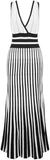 Striped V-Neck Jacquard Maxi Dress
