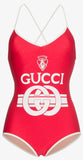 Interlocking Logo-Print Swimsuit, Red
